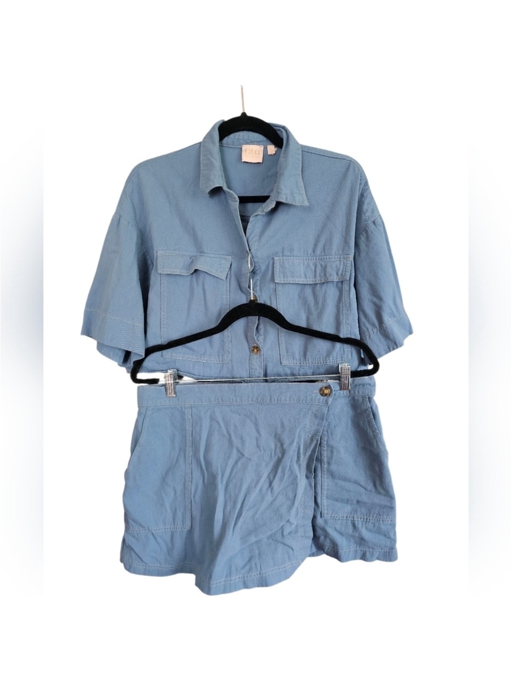 Good Luck Gem Denim Blue Skirt
Set